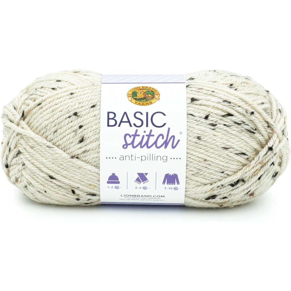 image:imageLion Brand Yarn Basic Stitch AntiPilling Knitting Yarn Yarn for Crocheting 1Pack Critter CrazeAlmond Tweed