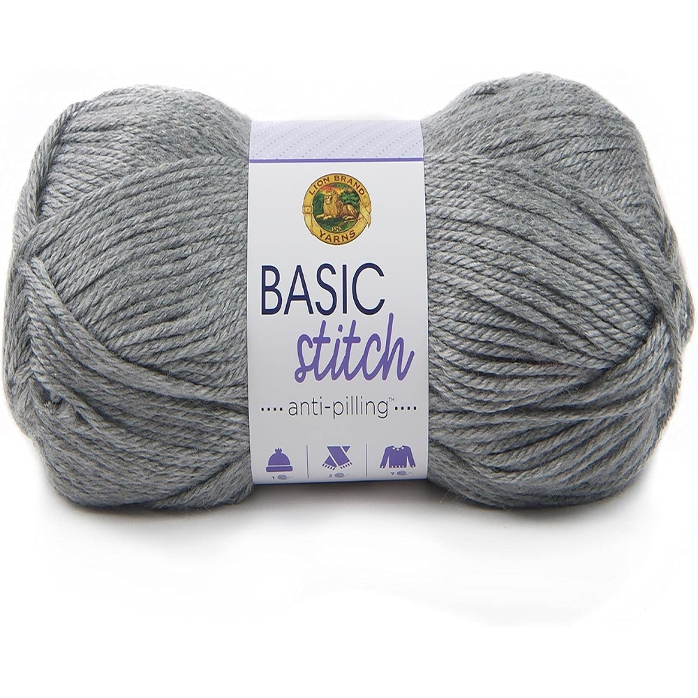 image:imageLion Brand Yarn Basic Stitch AntiPilling Knitting Yarn Yarn for Crocheting 1Pack Critter CrazeSilver Heather