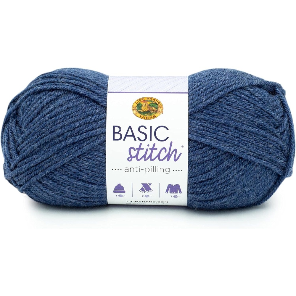 image:imageLion Brand Yarn Basic Stitch AntiPilling Knitting Yarn Yarn for Crocheting 1Pack PumpkinDeep Denim Heather