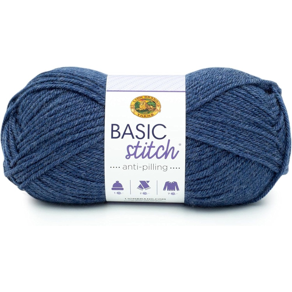 image:imageLion Brand Yarn Basic Stitch AntiPilling Knitting Yarn Yarn for Crocheting Gold Heather 1PackDeep Denim Heather