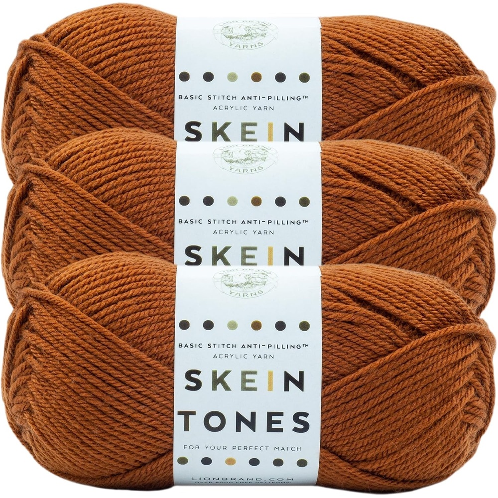 image:imageLion Brand Yarn Basic Stitch AntiPilling Yarn for Crocheting Knitting and Crafts Adobe 3 Pack