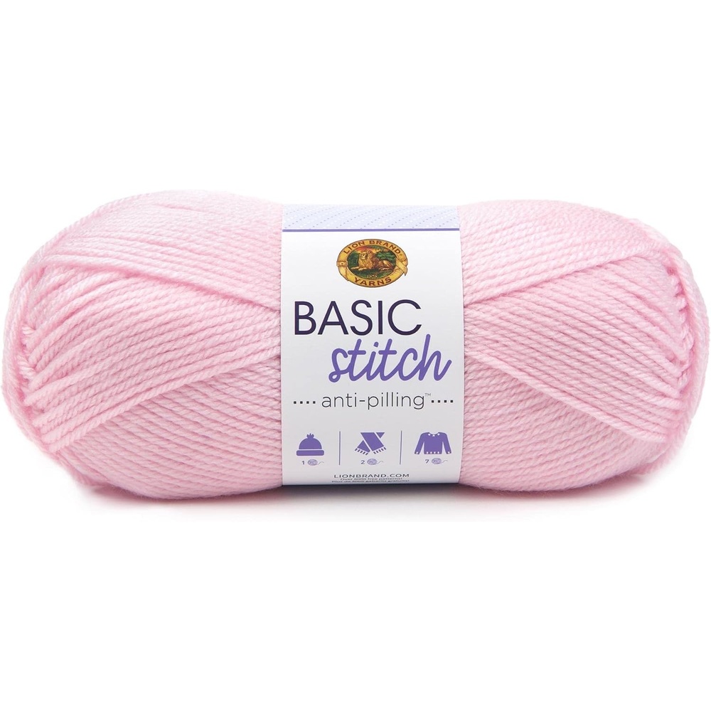 image:imageLion Brand Yarn Basic Stitch AntiPilling Yarn for Crocheting Knitting and Crafts Almond 3 PackBaby Pink