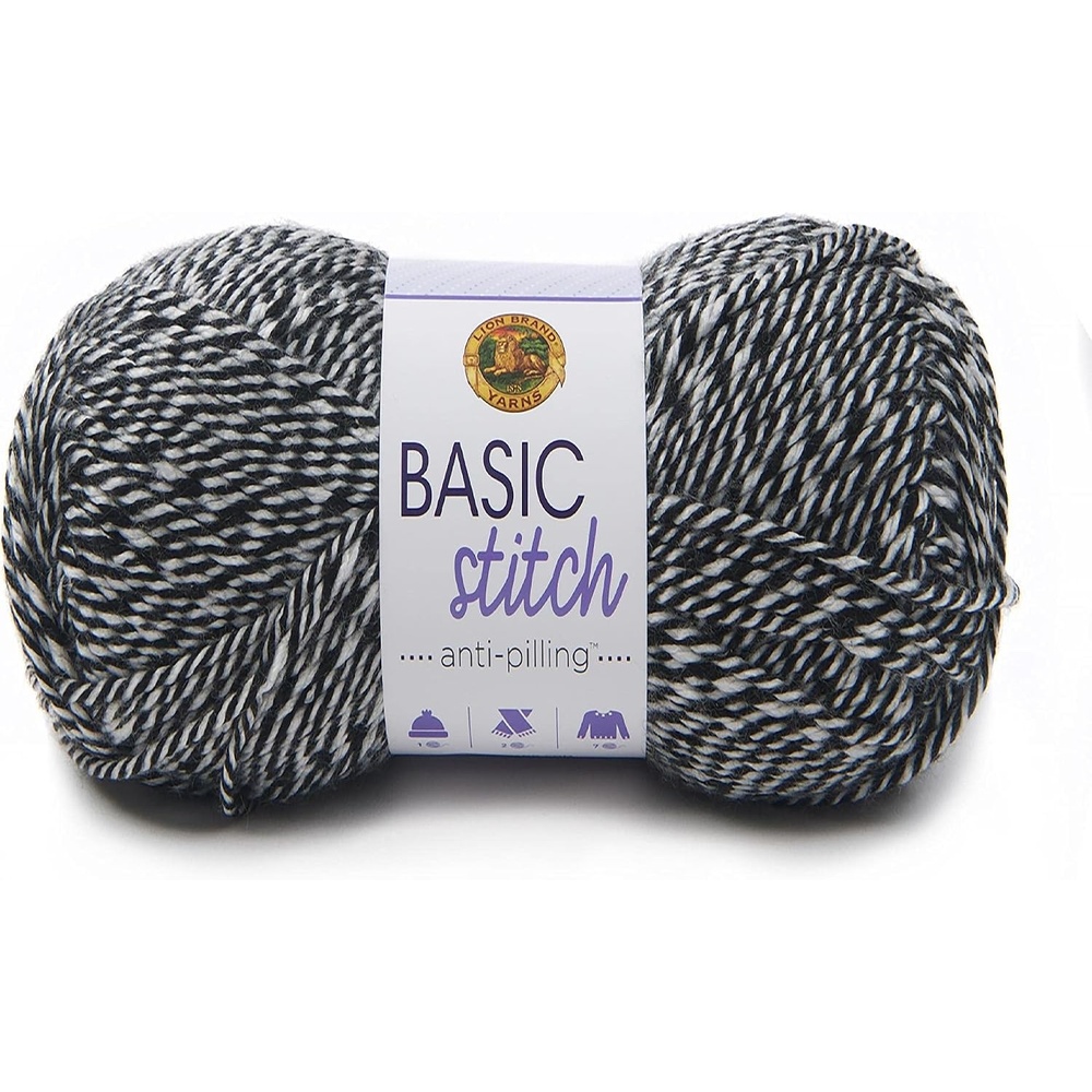 image:imageLion Brand Yarn Basic Stitch AntiPilling Yarn for Crocheting Knitting and Crafts Almond 3 PackBlackWhite