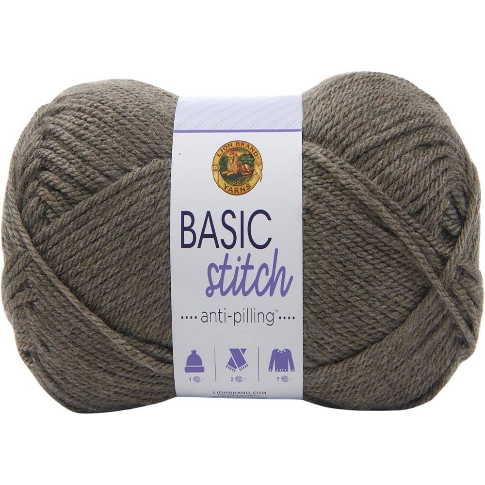 image:imageLion Brand Yarn Basic Stitch AntiPilling Yarn for Crocheting Knitting and Crafts Almond 3 PackTaupe Heather