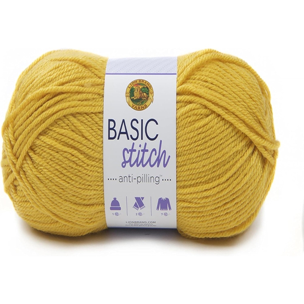 image:imageLion Brand Yarn Basic Stitch AntiPilling Yarn for Crocheting Knitting and Crafts Cocoa 1 PackMustard