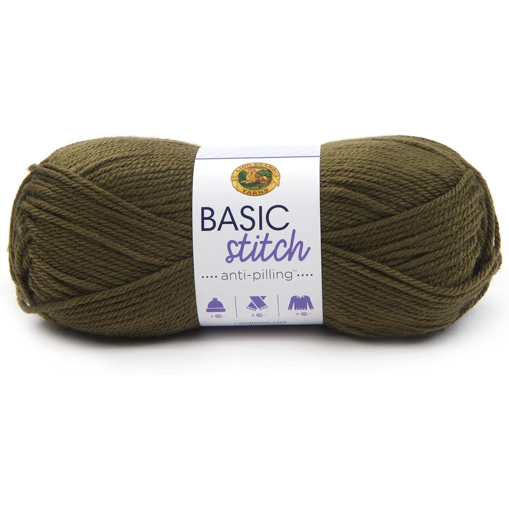 image:imageLion Brand Yarn Basic Stitch AntiPilling Yarn for Crocheting Knitting and Crafts Cocoa 1 PackOlive