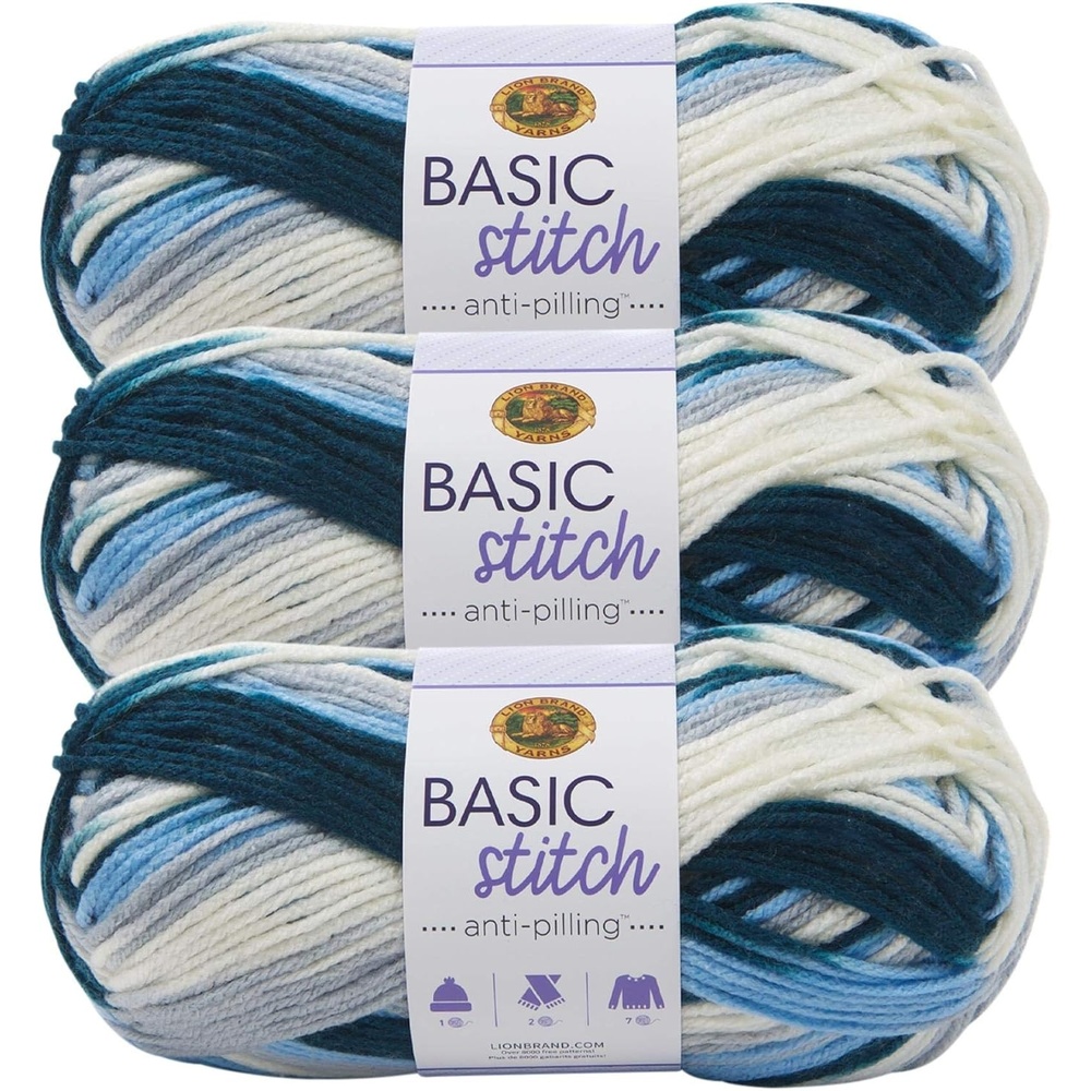 image:imageLion Brand Yarn Basic Stitch AntiPilling Yarn for Crocheting Knitting and Crafts Fairview 3 Pack