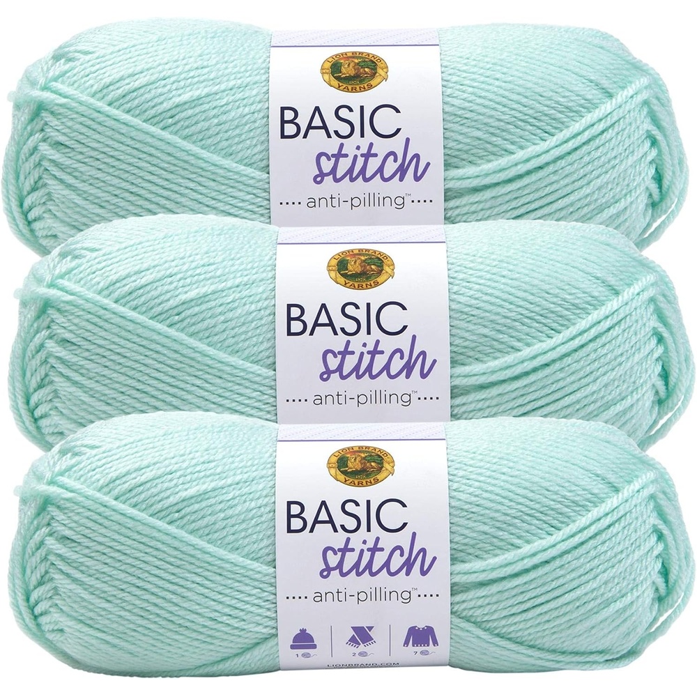 image:imageLion Brand Yarn Basic Stitch AntiPilling Yarn for Crocheting Knitting and Crafts Frost 3 Pack