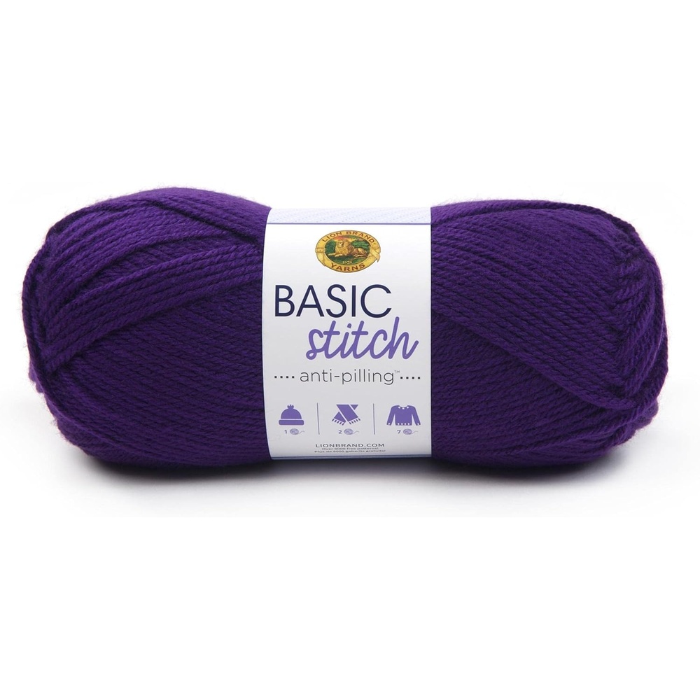 image:imageLion Brand Yarn Basic Stitch AntiPilling Yarn for Crocheting Knitting and Crafts Truffle 1 PackPurple