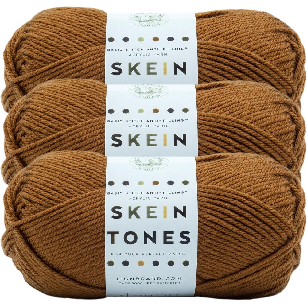 image:imageLion Brand Yarn Basic Stitch Skein Tones AntiPilling Knitting Yarn Yarn for Crocheting 3Pack Truffle