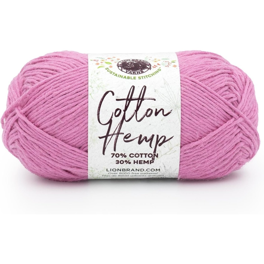 image:imageLion Brand Yarn Cotton Hemp Soft Durable Yarn for Crochet and Knitting 3 Pack CanaryPink Rose