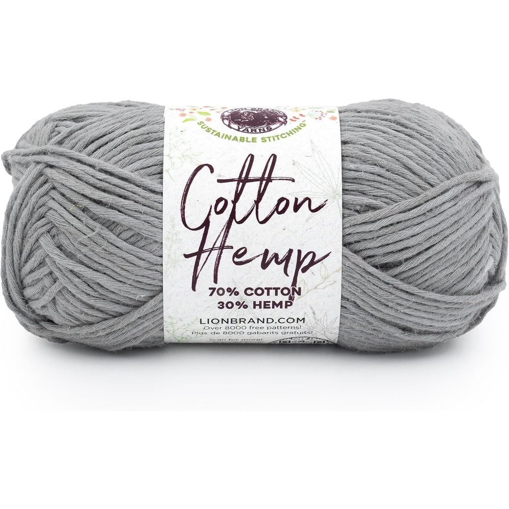 image:imageLion Brand Yarn Cotton Hemp Soft Durable Yarn for Crochet and Knitting 3 Pack CanarySteel Grey
