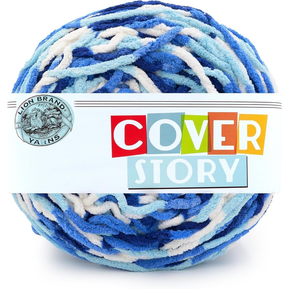 image:imageLion Brand Yarn Cover Story Blanket Yarn for Knitting Crochet and Crafts Mercury 1 Pack Super Bulky Fiber for Soft Aghans Cozy Pillows and EasyCare Stuffed AnimalsBlue Velvet