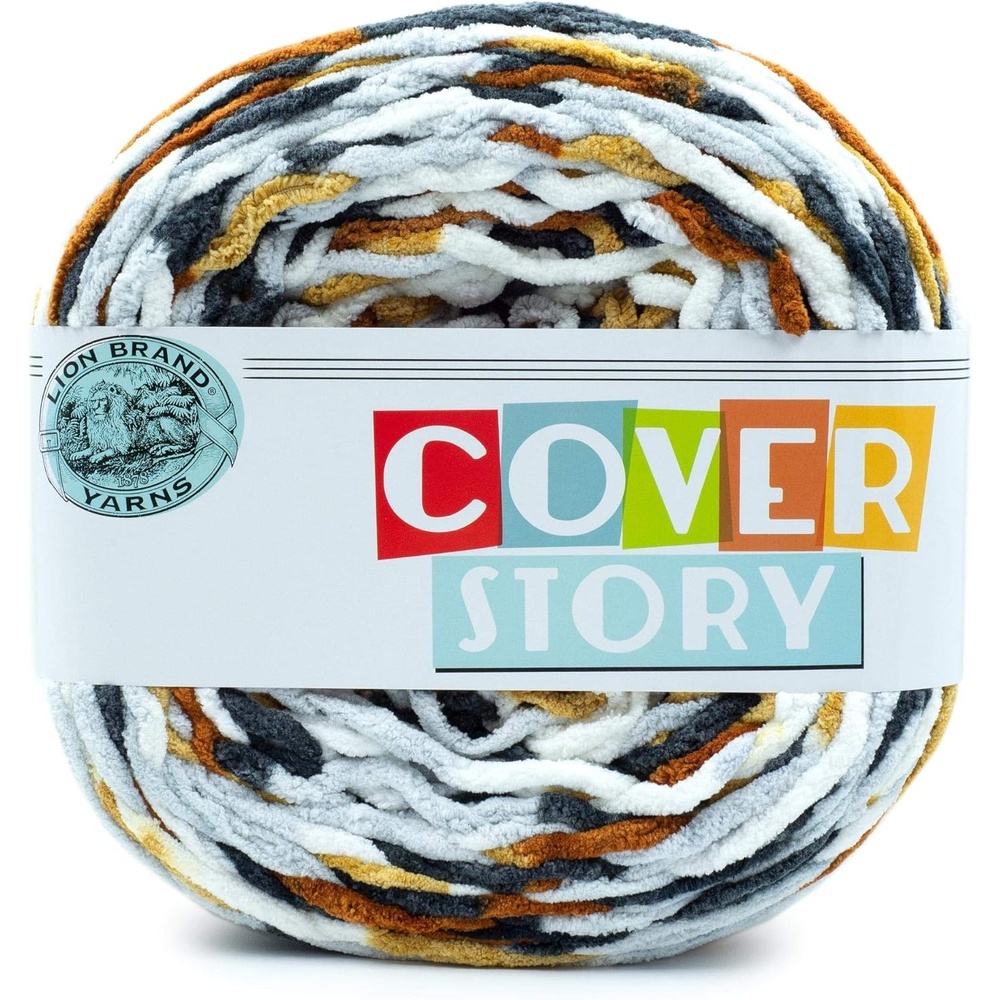image:imageLion Brand Yarn Cover Story Blanket Yarn for Knitting Crochet and Crafts Mercury 1 Pack Super Bulky Fiber for Soft Aghans Cozy Pillows and EasyCare Stuffed AnimalsOro