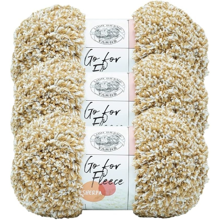 image:imageLion Brand Yarn Go for Fleece Sherpa Jumbo Yarn for Knitting Crocheting and Crafting 3 Pack Caramel