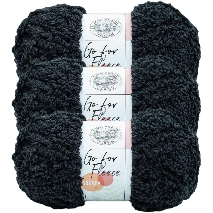 image:imageLion Brand Yarn Go for Fleece Sherpa Jumbo Yarn for Knitting Crocheting and Crafting 3 Pack Slate