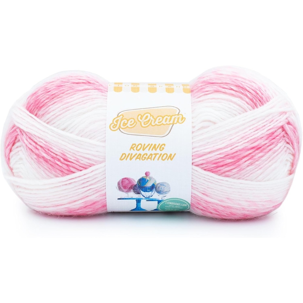 image:imageLion Brand Yarn Ice Cream Roving Stripes SelfStriping Yarn for Knitting and Crochet Strawberry Shortcake 1 Pack