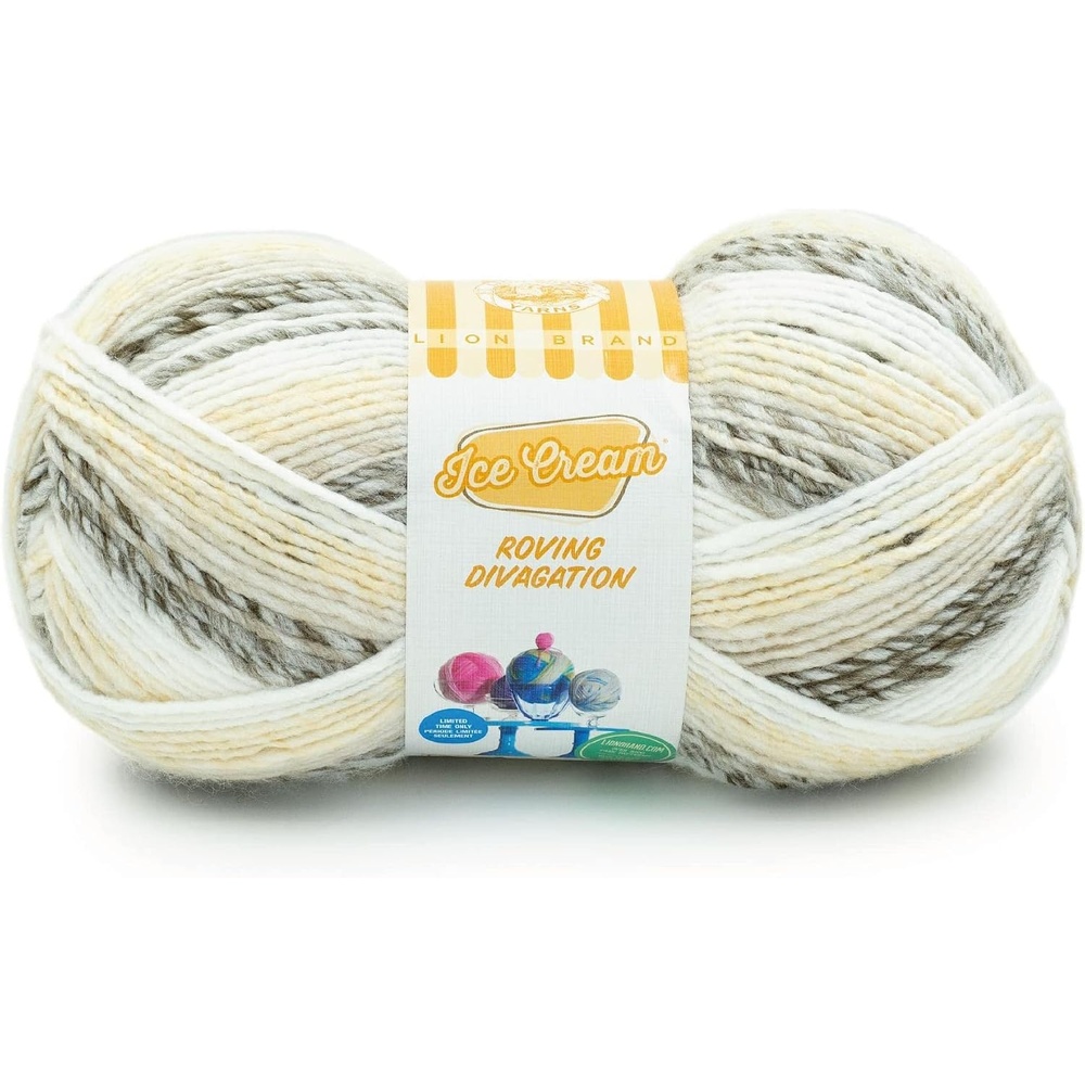 image:imageLion Brand Yarn Ice Cream Roving Stripes Yarn Toasted Marshmallow 1 Count Pack of 1