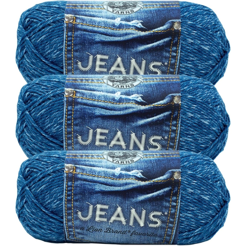 image:imageLion Brand Yarn Jeans Yarn Soft Yarn for Knitting and Crocheting Yarn for Crafts 3Pack Stonewash