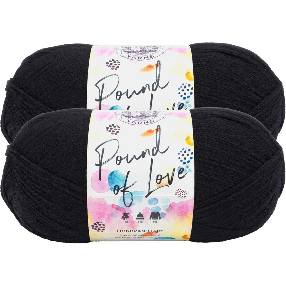 image:imageLion Brand Yarn Pound of Love Value Yarn for Knitting and Crochet Black 2 Pack