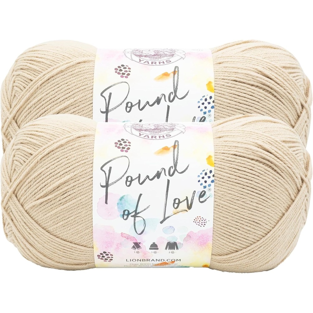 image:imageLion Brand Yarn Pound of Love Value Yarn for Knitting and Crochet Sugar Cookie 2 Pack