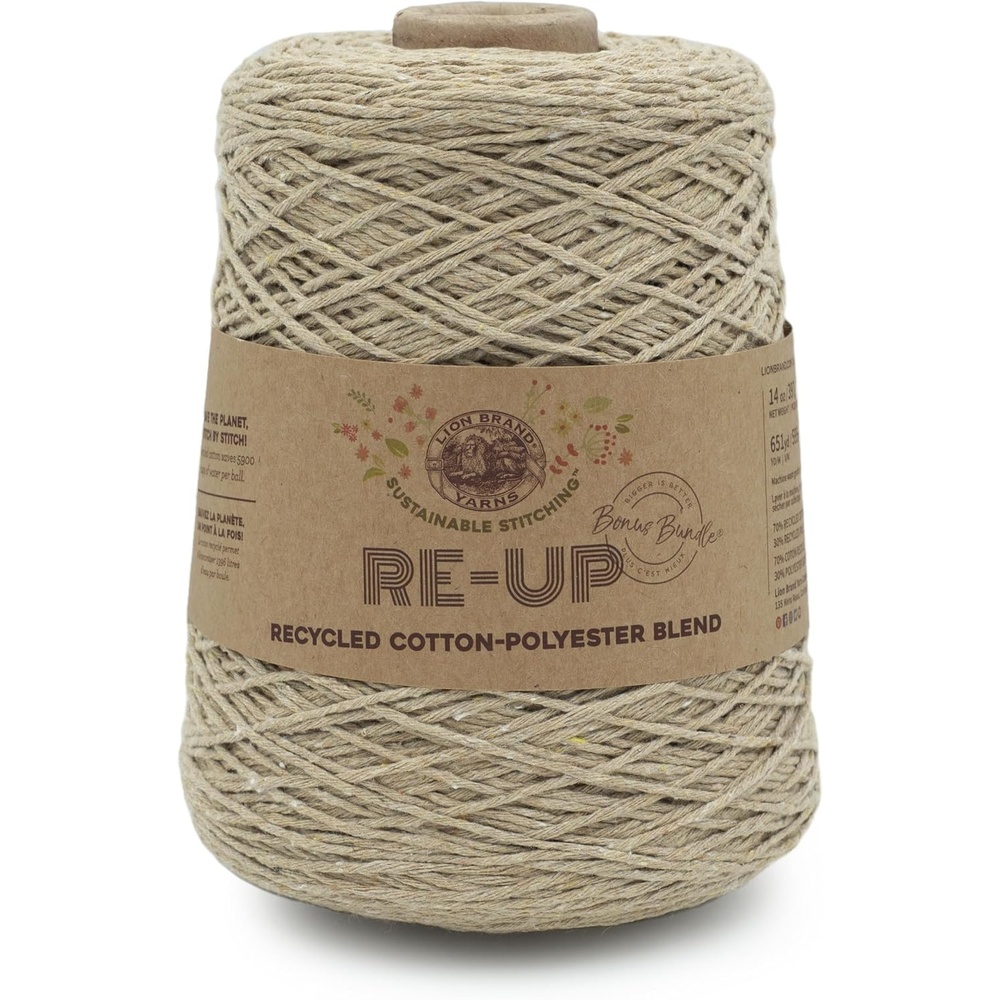 image:imageLion Brand Yarn ReUp Bonus Bundle Yarn for Crocheting amp Knitting Pomegranate 1 Pack Recycled Cotton Polyester Blend Yarn for Knitting Crochet Crafts Worsted Fiber for Bags Kitchen Dishcloths BlanketsMineral Springs