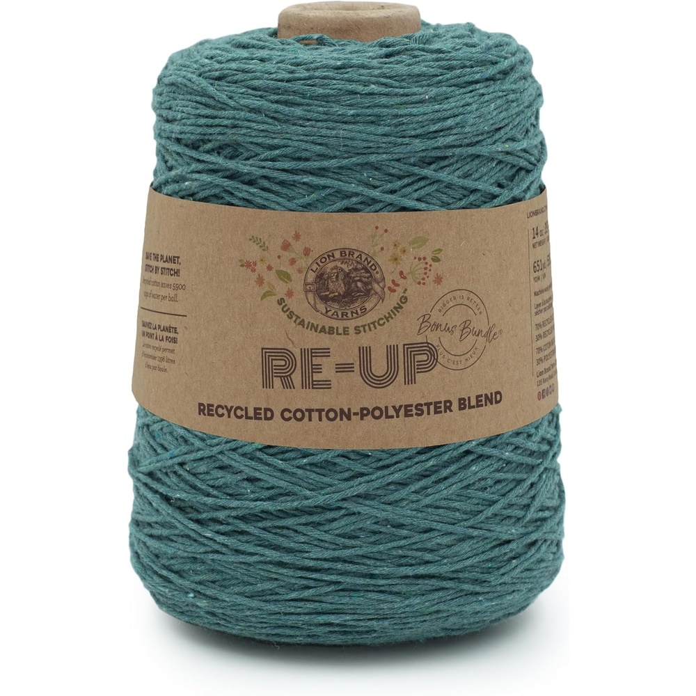 image:imageLion Brand Yarn ReUp Bonus Bundle Yarn for Crocheting amp Knitting Pomegranate 1 Pack Recycled Cotton Polyester Blend Yarn for Knitting Crochet Crafts Worsted Fiber for Bags Kitchen Dishcloths BlanketsSea Glass