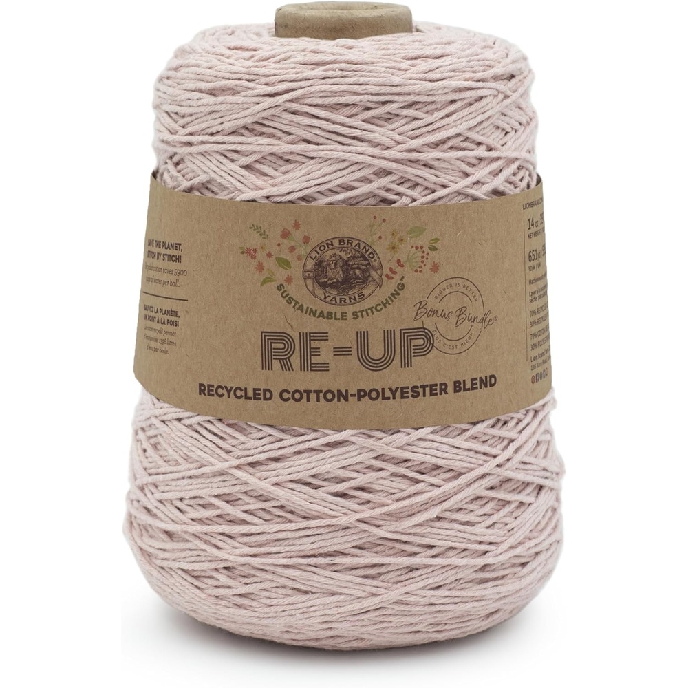 image:imageLion Brand Yarn ReUp Bonus Bundle Yarn for Crocheting amp Knitting Pomegranate 1 Pack Recycled Cotton Polyester Blend Yarn for Knitting Crochet Crafts Worsted Fiber for Bags Kitchen Dishcloths BlanketsRosewater