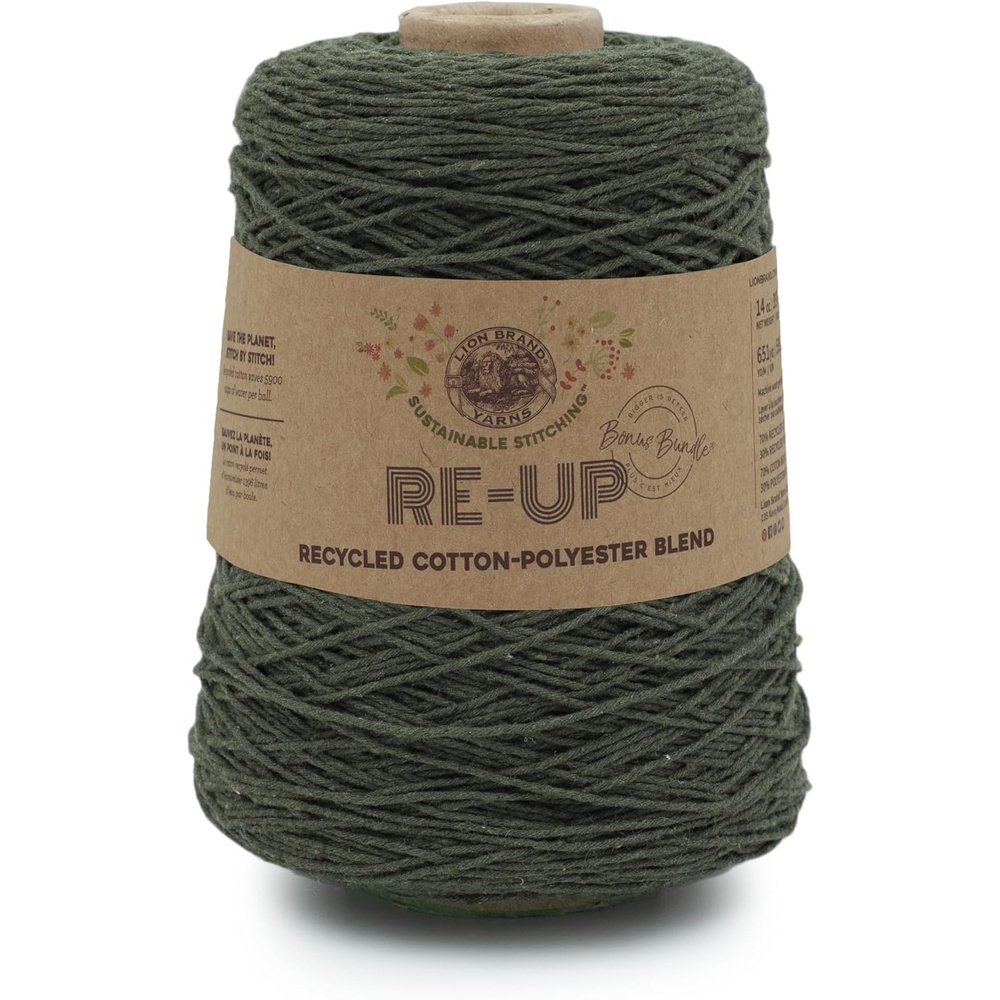 image:imageLion Brand Yarn ReUp Bonus Bundle Yarn for Crocheting amp Knitting Pomegranate 1 Pack Recycled Cotton Polyester Blend Yarn for Knitting Crochet Crafts Worsted Fiber for Bags Kitchen Dishcloths BlanketsEverglade