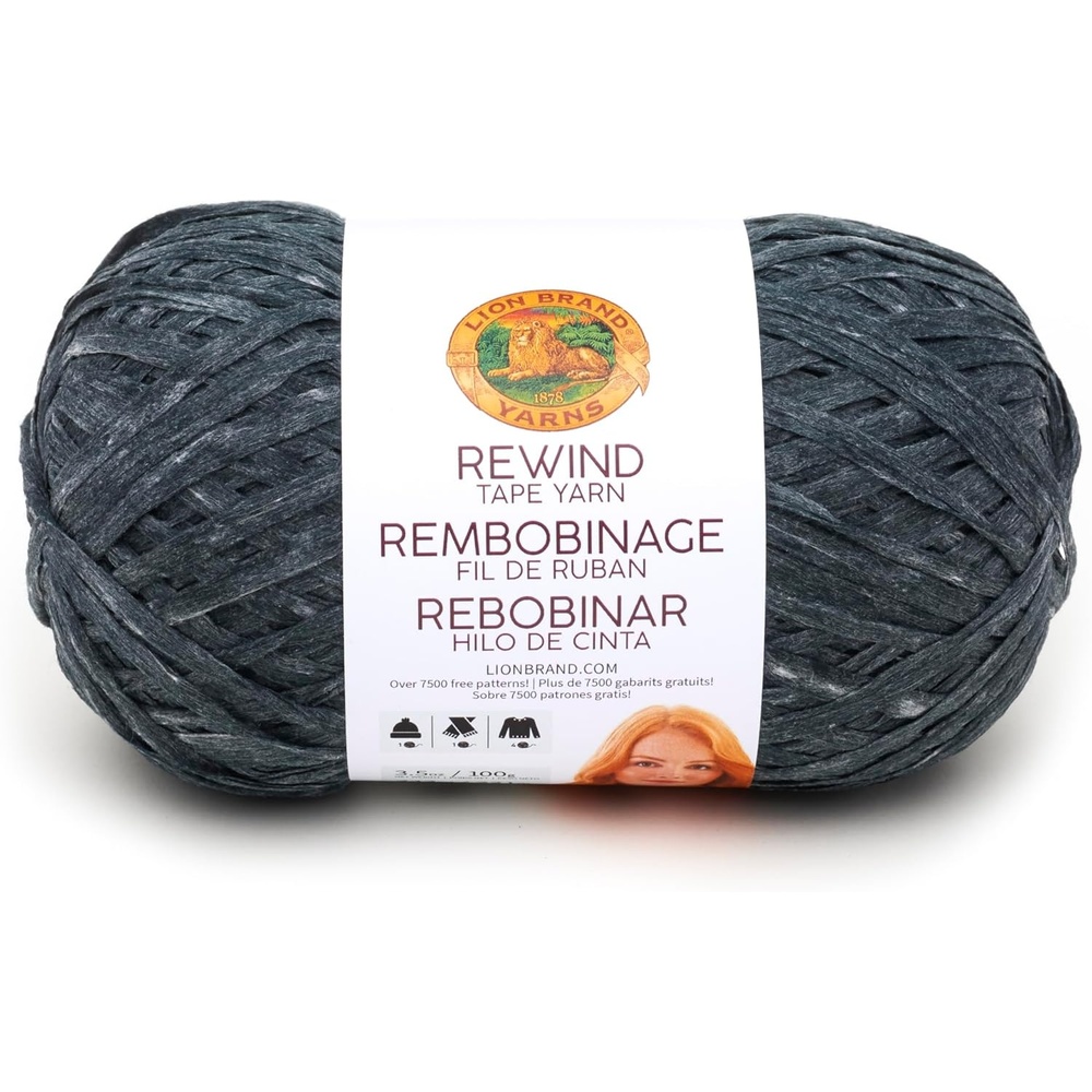 image:imageLion Brand Yarn Rewind Bulky Flat Tape Yarn for Crochet Knitting and Crafts Moto Jacket 1 Pack Soft Fiber for Bags Summer Hats and Shawls Dark GreyMoto Jacket