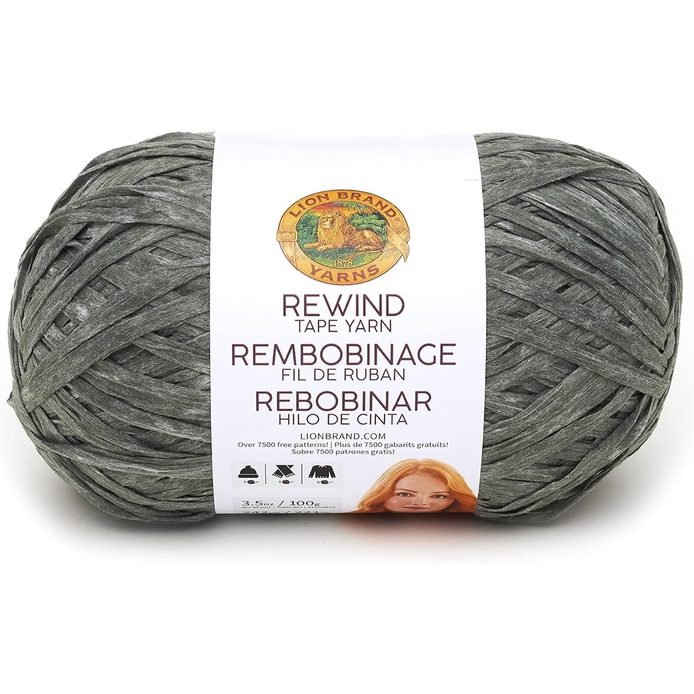 image:imageLion Brand Yarn Rewind Bulky Flat Tape Yarn for Crochet Knitting and Crafts Moto Jacket 1 Pack Soft Fiber for Bags Summer Hats and Shawls Dark GreyOlive You