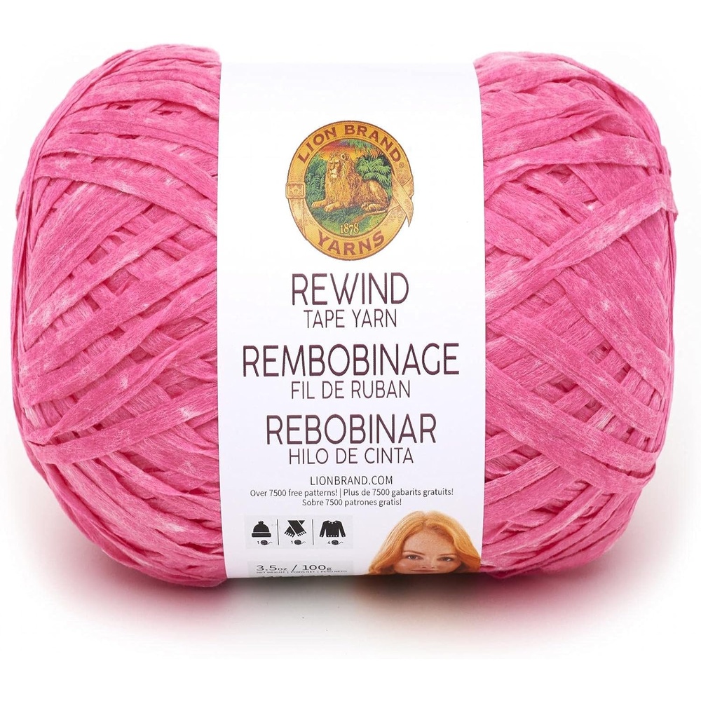 image:imageLion Brand Yarn Rewind Bulky Flat Tape Yarn for Crochet Knitting and Crafts Moto Jacket 1 Pack Soft Fiber for Bags Summer Hats and Shawls Dark GreyThink Pink