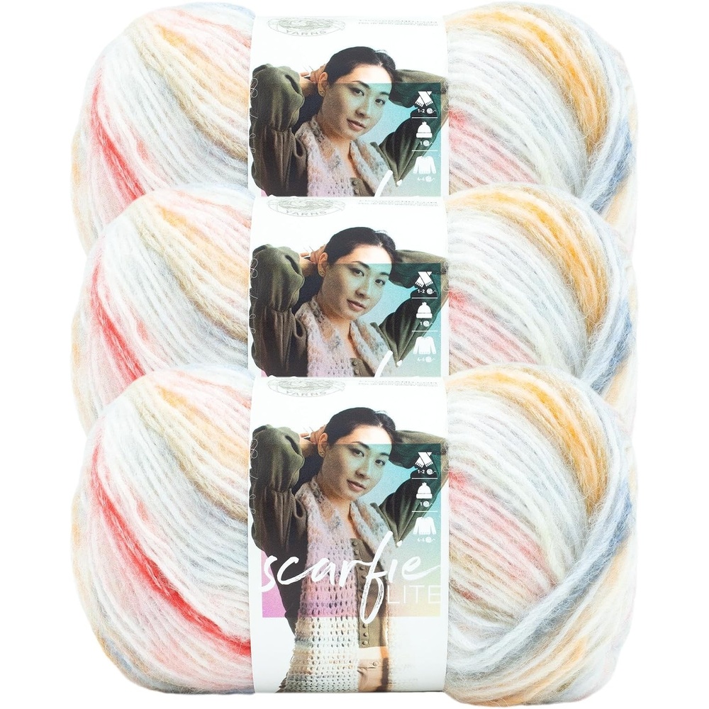 image:imageLion Brand Yarn Scarfie Lite Ombr Yarn for Knitting Tartan 3 Pack