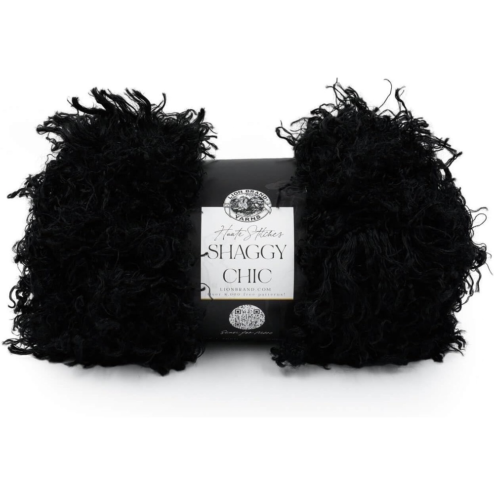image:imageLion Brand Yarn Shaggy Chic Fashion Yarn for Knitting and Crochet Hot Pink 1 PackEbony