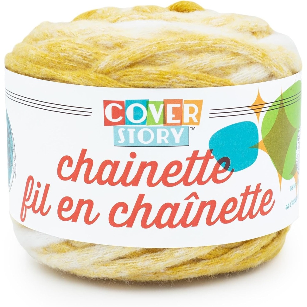 image:imageLion Brand Yarn Super Bulky Cover Story Chainette Blanket Yarn for Knitting and Crochet Black 1 PackMustard