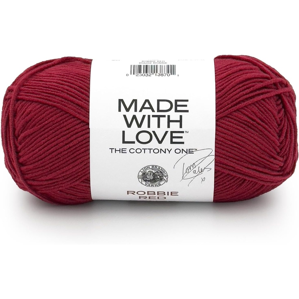image:imageLion Brand Yarn Tom Daley Made with Love The Cottony One Yarn for Crocheting Knitting and Crafts Red Red Wine 1 Pack Tom Daley Made With Love Cotton Acrylic Yarn for Knitting Crochet Crafts Worsted Fiber for Soft Blankets Hats SweatersRobbie Red