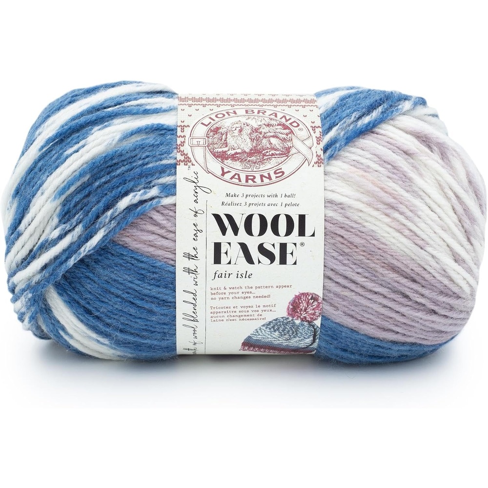image:imageLion Brand Yarn Wool Ease Fair Isle Yarn for Knitting ThistleOrchid 1 PackDenimLilac