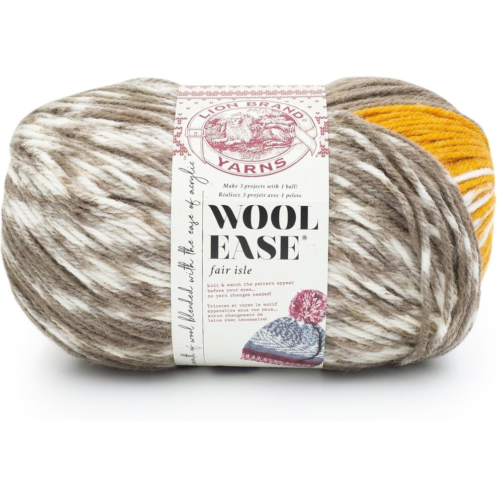 image:imageLion Brand Yarn Wool Ease Fair Isle Yarn for Knitting ThistleOrchid 1 PackGoldenTaupe