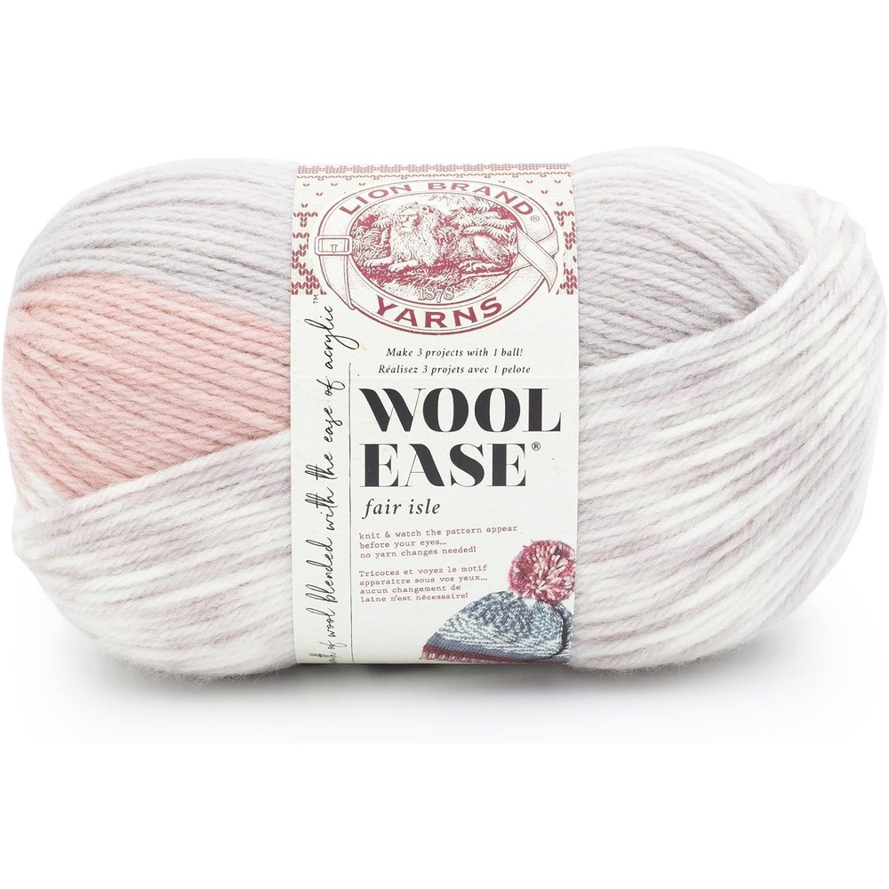 image:imageLion Brand Yarn Wool Ease Fair Isle Yarn for Knitting ThistleOrchid 1 PackPinkMushroom
