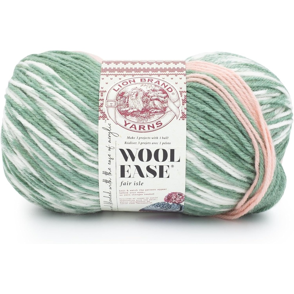 image:imageLion Brand Yarn Wool Ease Fair Isle Yarn for Knitting ThistleOrchid 1 PackSagePink Salt