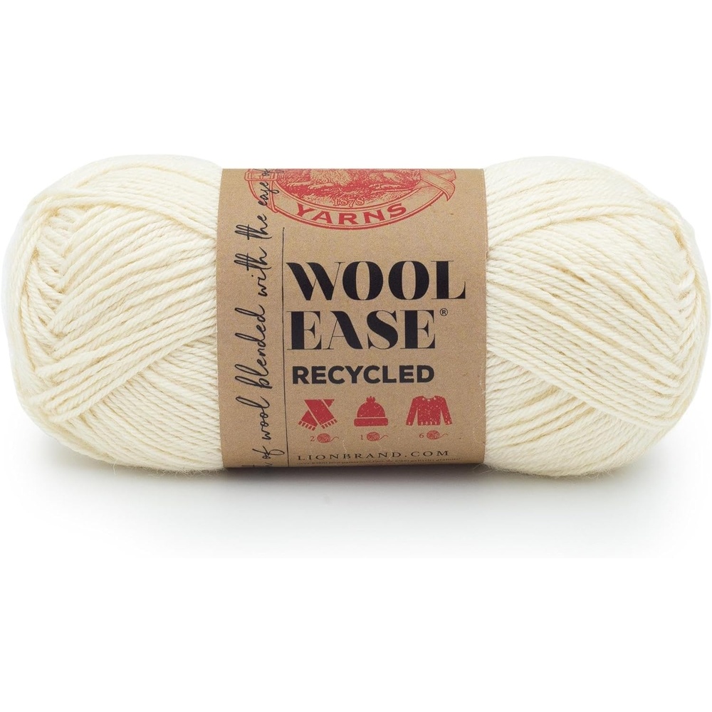 image:imageLion Brand Yarn WoolEase Recycled Light WorstedWeight Yarn for Knitting and Crochet Cream 3 Pack Wool and Acrylic Blend Fiber Perfect for Scarves Hats and Blankets 196 YardsCream