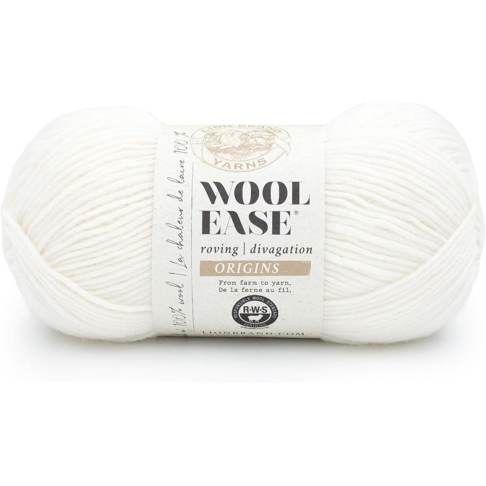 image:imageLion Brand Yarn WoolEase Roving Origins 100 Wool Yarn for Knitting and Crochet Cream 3 PackCream
