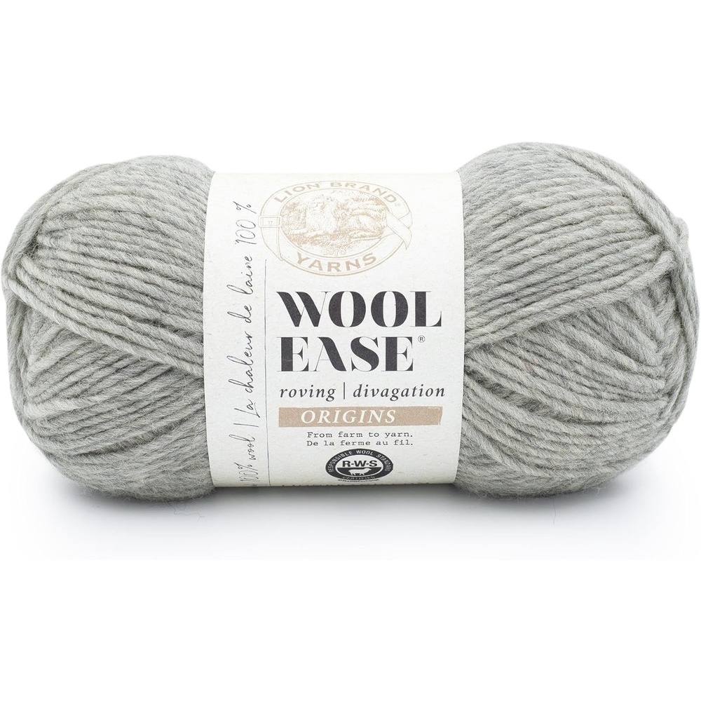 image:imageLion Brand Yarn WoolEase Roving Origins 100 Wool Yarn for Knitting and Crochet Cream 3 PackHeather Grey