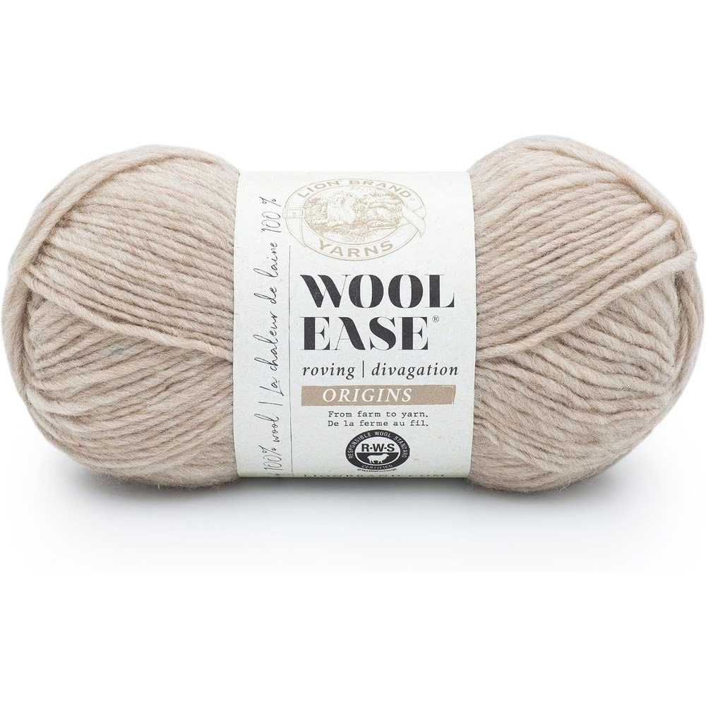 image:imageLion Brand Yarn WoolEase Roving Origins 100 Wool Yarn for Knitting and Crochet Cream 3 PackLatte
