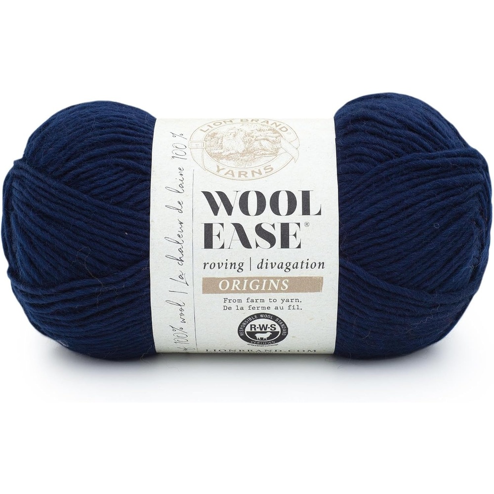 image:imageLion Brand Yarn WoolEase Roving Origins 100 Wool Yarn for Knitting and Crochet Cream 3 PackNavy