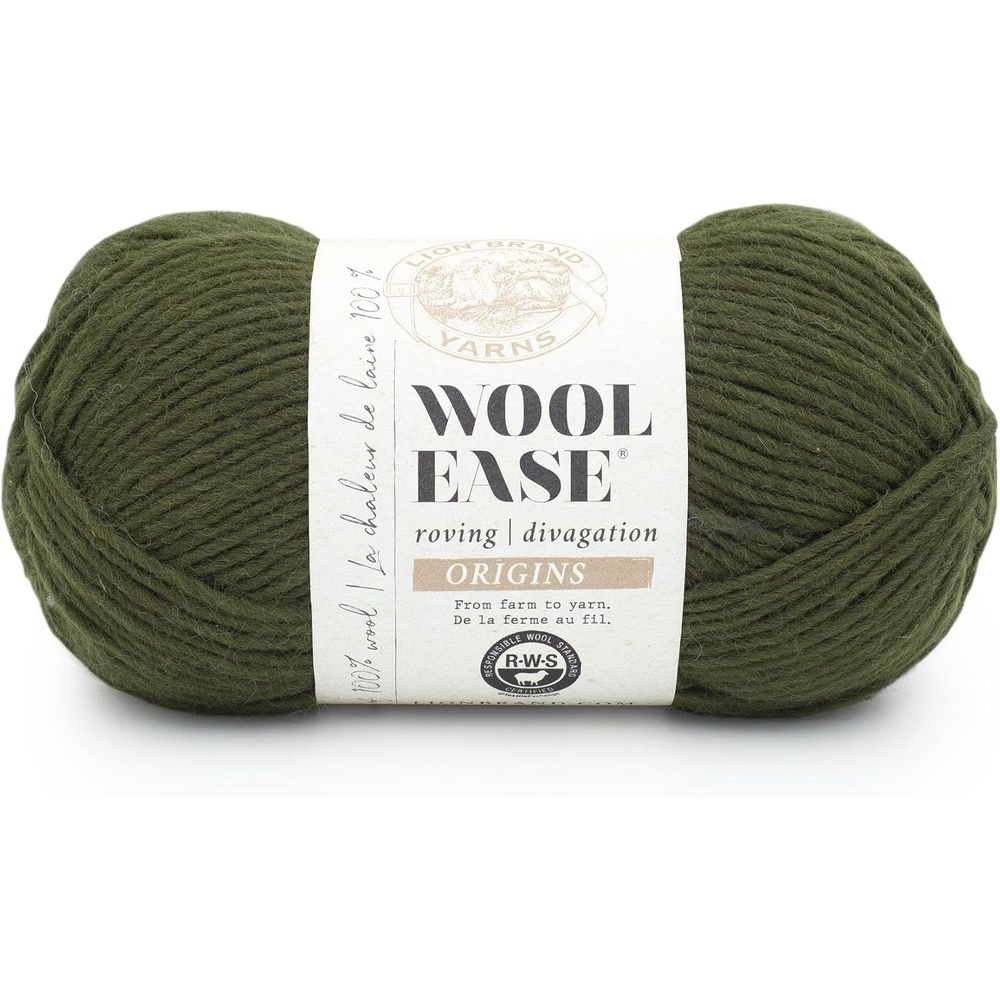 image:imageLion Brand Yarn WoolEase Roving Origins 100 Wool Yarn for Knitting and Crochet Cream 3 PackOlive