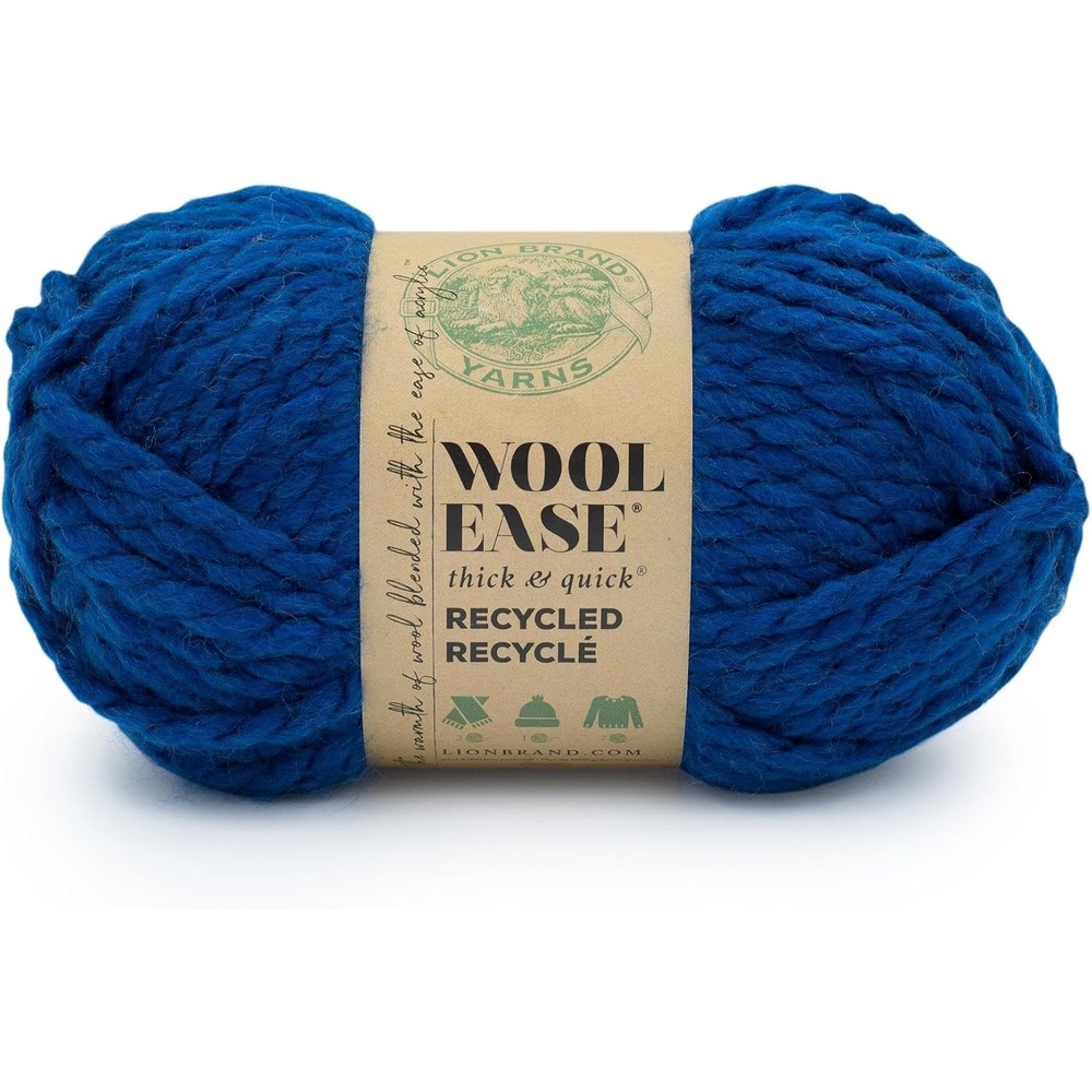 image:imageLion Brand Yarn WoolEase TampQ Recycled Bulky Yarn for Crochet Cream 1 PackRoyal Blue