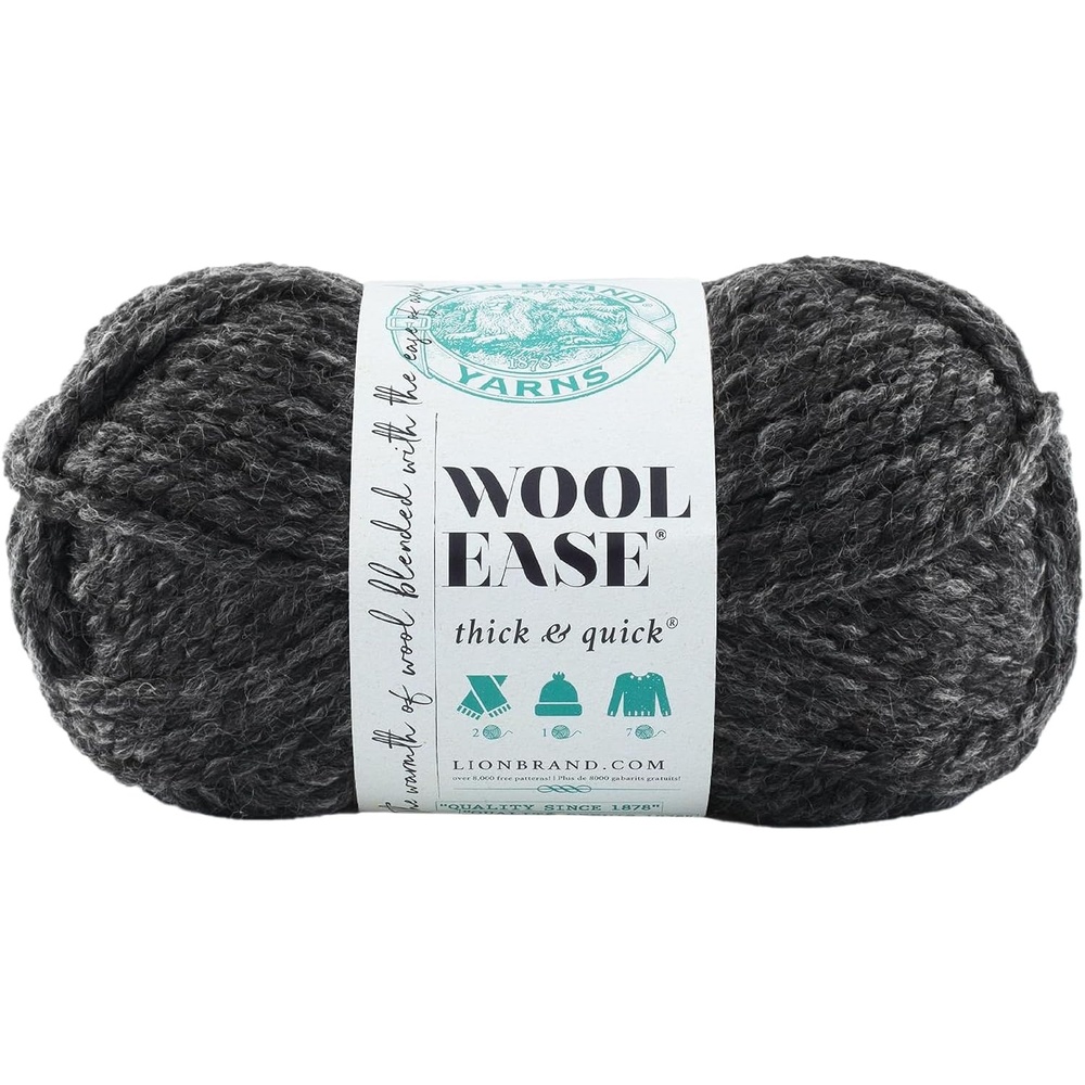 image:imageLion Brand Yarn WoolEase Thick amp Quick Yarn Celebration White 3 Pack Super Bulky Wool Acrylic Blend Fiber for Soft Hats Sweaters Chunky Blankets Yarn for Crochet Knitting Crafts WeavingCharcoal
