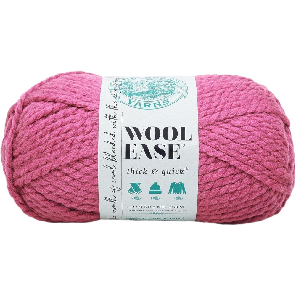 image:imageLion Brand Yarn WoolEase Thick amp Quick Yarn Celebration White 3 Pack Super Bulky Wool Acrylic Blend Fiber for Soft Hats Sweaters Chunky Blankets Yarn for Crochet Knitting Crafts WeavingRaspberry