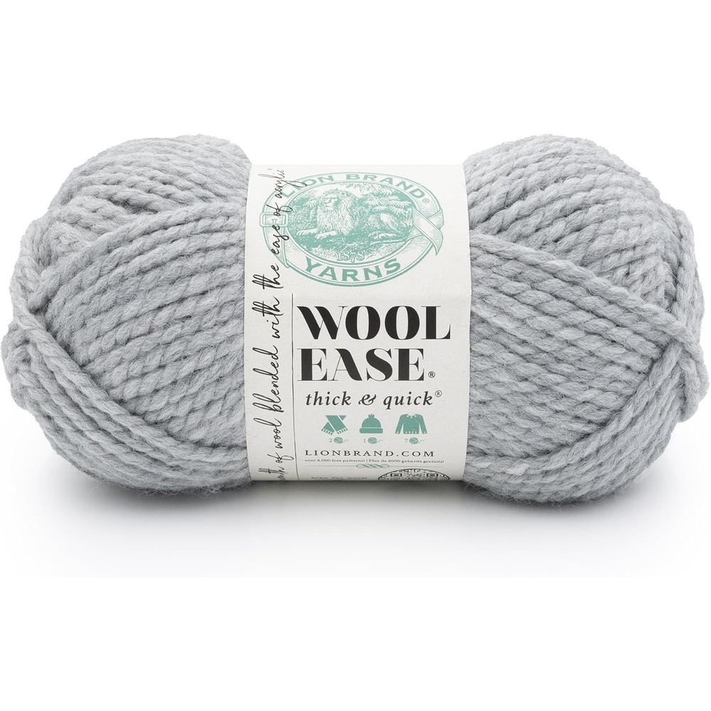 image:imageLion Brand Yarn WoolEase Thick amp Quick Yarn Celebration White 3 Pack Super Bulky Wool Acrylic Blend Fiber for Soft Hats Sweaters Chunky Blankets Yarn for Crochet Knitting Crafts WeavingSweatshirt Grey